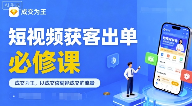 短视频获客出单必修课，成交为王，以成交为导向，直接做能成交的流量-低成本创业项目大全｜短视频带货+AI副业变现｜知行创业网