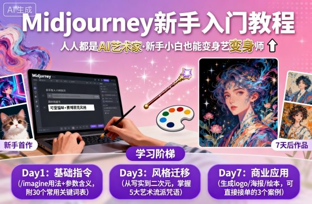 midjourney新手入门教程：人人都是AI艺术家，新手小白也能变身艺术大师-低成本创业项目大全｜短视频带货+AI副业变现｜知行创业网