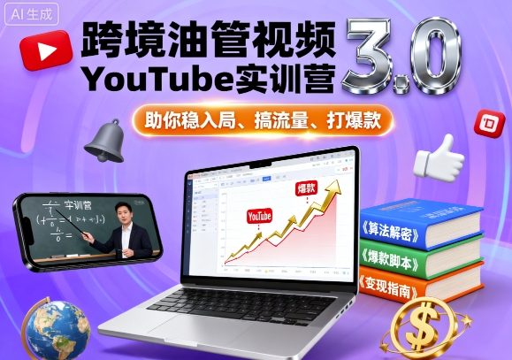 跨境油管视频YouTube实训营3.0，助你稳入局、搞流量、打爆款-低成本创业项目大全｜短视频带货+AI副业变现｜知行创业网