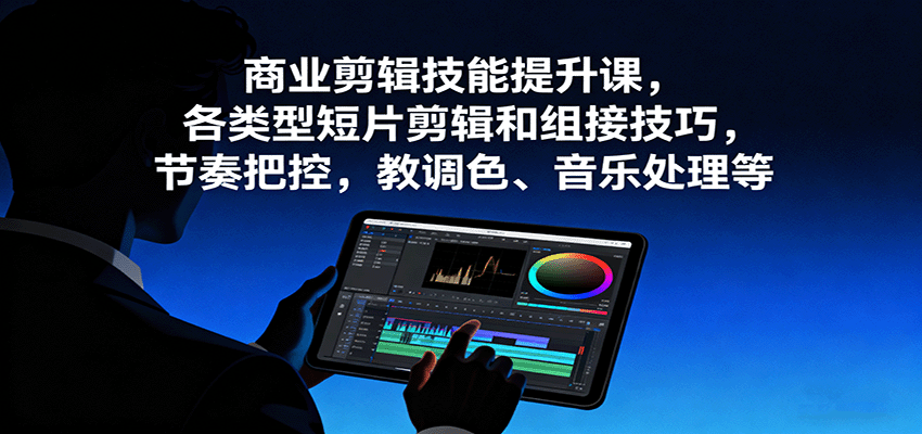 商业剪辑技能提升课，各类型短片剪辑和组接技巧，节奏把控，教调色、音乐处理等-低成本创业项目大全｜短视频带货+AI副业变现｜知行创业网