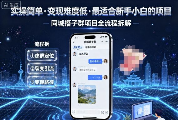 实操简单，变现难度低，最适合新手小白做的项目，每天轻松收入3张，同城搭子群项目全流程拆解-低成本创业项目大全｜短视频带货+AI副业变现｜知行创业网