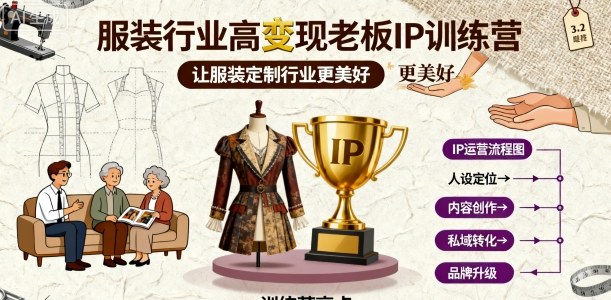 服装行业高变现老板IP训练营，让服装定制行业更美好-低成本创业项目大全｜短视频带货+AI副业变现｜知行创业网