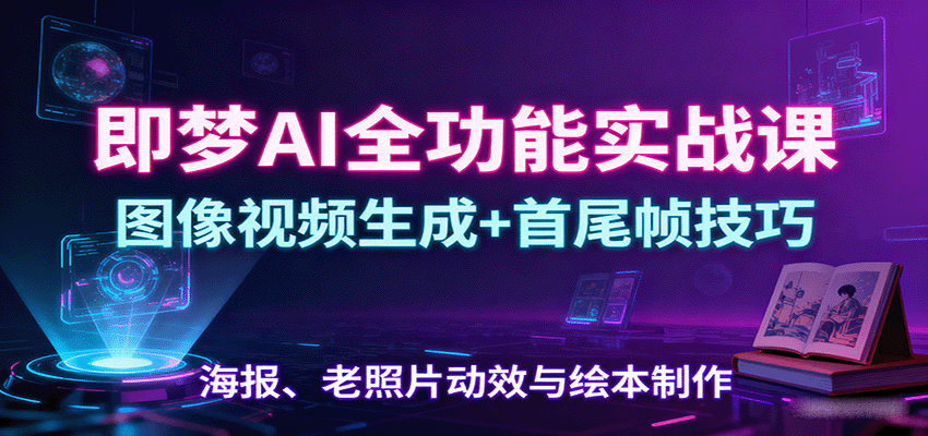 即梦AI全功能实战课：图像视频生成+首尾帧技巧，海报、老照片动效与绘本制作-低成本创业项目大全｜短视频带货+AI副业变现｜知行创业网