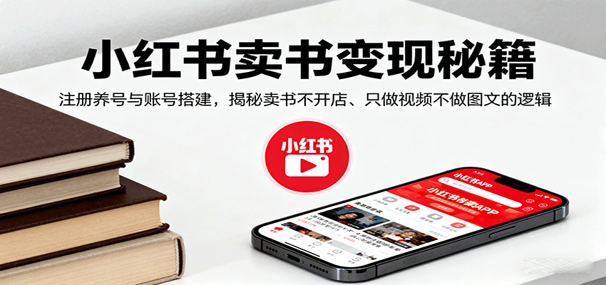 小红书卖书变现秘籍,注册养号与账号搭建,揭秘卖书不开店、只做视频不做图文的逻辑-低成本创业项目大全|短视频带货+AI副业变现|知行创业网