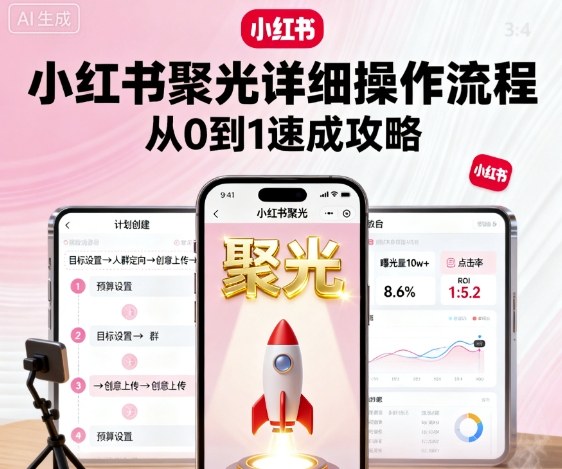 小红书聚光详细操作流程，小红书聚光从0到1速成攻略-低成本创业项目大全｜短视频带货+AI副业变现｜知行创业网