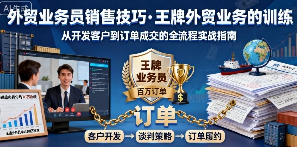 外贸业务员销售技巧，王牌外贸业务的训练-低成本创业项目大全｜短视频带货+AI副业变现｜知行创业网