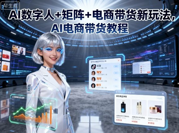 AI数字人+矩阵+电商带货新玩法，AI电商带货教程-低成本创业项目大全｜短视频带货+AI副业变现｜知行创业网
