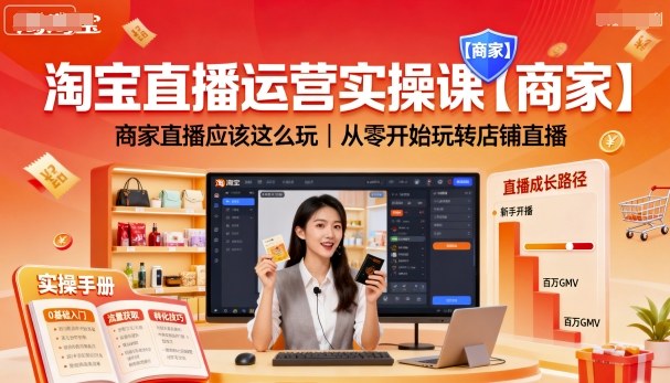 淘宝直播运营实操课【商家】，商家直播应该这么玩，从零开始玩转店铺直播-低成本创业项目大全｜短视频带货+AI副业变现｜知行创业网