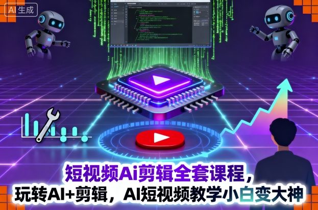 短视频Ai剪辑全套课程，玩转AI+剪辑，AI短视频教学小白变大神-低成本创业项目大全｜短视频带货+AI副业变现｜知行创业网