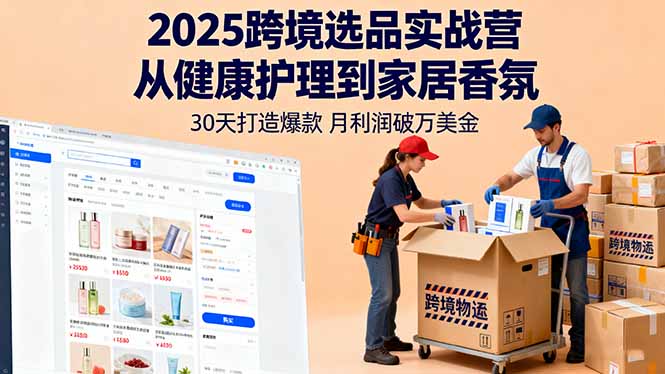（16186期）2025跨境选品实战营：从健康护理到家居香氛，30天打造爆款,月利润破万美金-低成本创业项目大全｜短视频带货+AI副业变现｜知行创业网