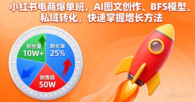 （16187期）小红书电商爆单班，AI图文创作、BFS模型、私域转化，快速掌握增长方法-低成本创业项目大全｜短视频带货+AI副业变现｜知行创业网