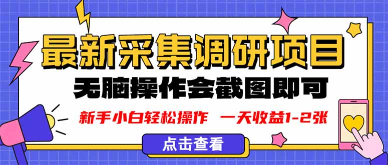 （16155期）新版采集调研项目，截图上传即可，无脑操作，日收益1-2张-低成本创业项目大全｜短视频带货+AI副业变现｜知行创业网