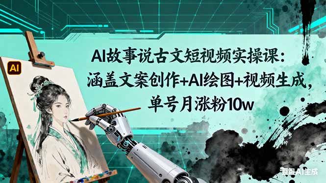 （16369期）AI故事说古文短视频实操课：涵盖文案创作+AI绘图+视频生成，单号月涨粉10w-低成本创业项目大全｜短视频带货+AI副业变现｜知行创业网