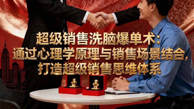 （16370期）超级销售洗脑爆单术：通过心理学原理与销售场景结合,打造超级销售思维体系-低成本创业项目大全｜短视频带货+AI副业变现｜知行创业网