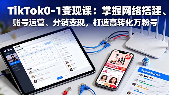 （16334期）TikTok0-1变现课：掌握网络搭建、账号运营、分销变现，打造高转化万粉号-低成本创业项目大全｜短视频带货+AI副业变现｜知行创业网