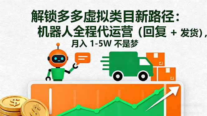 (16302期)解锁多多虚拟类目新路径:机器人全程代运营(回复 + 发货),月入 1-5W...-低成本创业项目大全|短视频带货+AI副业变现|知行创业网
