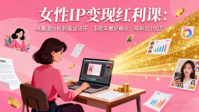 （16294期）女性IP变现红利课：从赛道分析到商业闭环，手把手教IP孵化，年利润100万-低成本创业项目大全｜短视频带货+AI副业变现｜知行创业网
