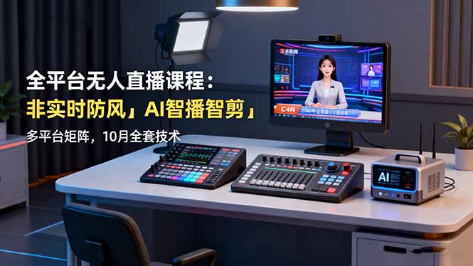 （16279期）全平台无人直播课程：非实时防风＋AI智播智剪＋多平台矩阵，10月全套技术-低成本创业项目大全｜短视频带货+AI副业变现｜知行创业网