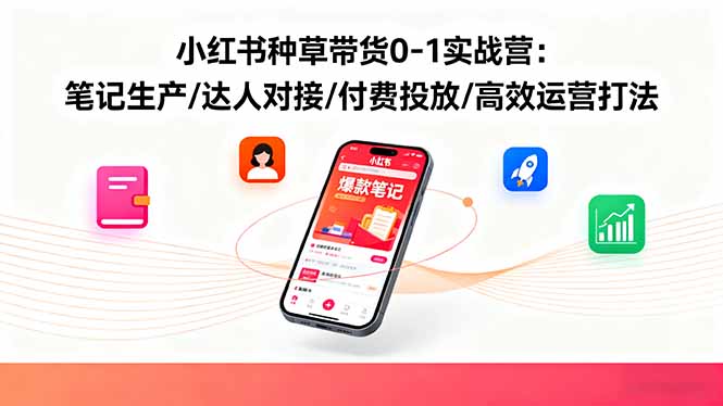 （16310期）小红书种草带货0-1实战营：笔记生产/达人对接/付费投放/高效运营打法-低成本创业项目大全｜短视频带货+AI副业变现｜知行创业网
