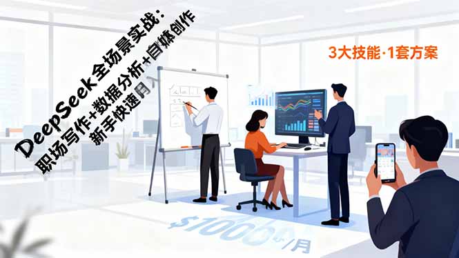 （16418期）DeepSeek全场景实战：职场写作+数据分析+自媒体创作，新手快速月入过万-低成本创业项目大全｜短视频带货+AI副业变现｜知行创业网