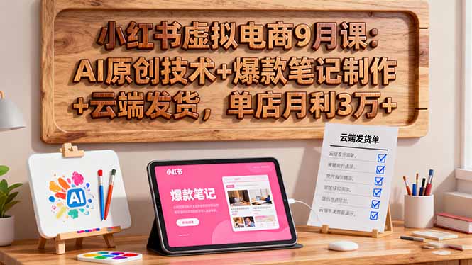 （16287期）小红书虚拟电商9月课：AI原创技术+爆款笔记制作+云端发货，单店月利3万+-低成本创业项目大全｜短视频带货+AI副业变现｜知行创业网