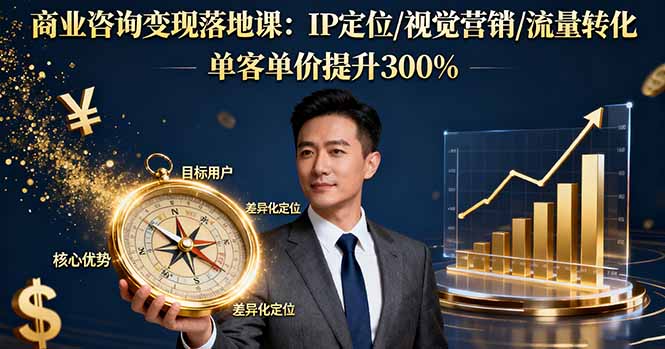 （16249期）商业咨询变现落地课：IP定位/视觉营销/流量转化，单客单价提升300%-低成本创业项目大全｜短视频带货+AI副业变现｜知行创业网
