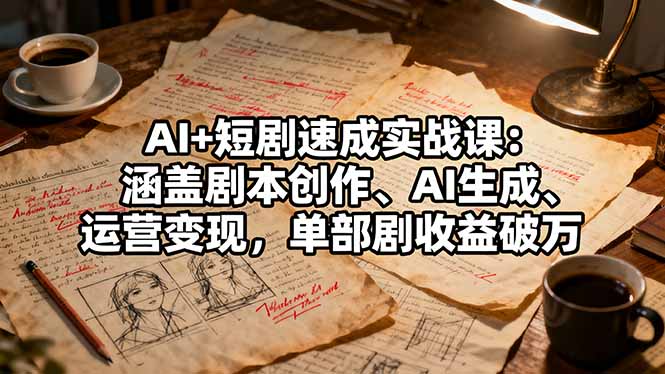 （16359期）AI+短剧速成实战课：涵盖剧本创作、AI生成、运营变现，单部剧收益破万-低成本创业项目大全｜短视频带货+AI副业变现｜知行创业网