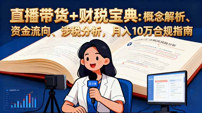 (16444期)直播带货+财税宝典:概念解析、资金流向、涉税分析,月入10万合规指南-低成本创业项目大全|短视频带货+AI副业变现|知行创业网