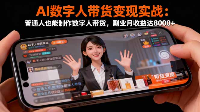 （16377期）AI数字人带货变现实战：普通人也能制作数字人带货，副业月收益达8000+-低成本创业项目大全｜短视频带货+AI副业变现｜知行创业网