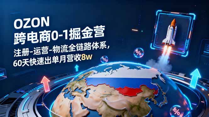 （16277期）OZON跨境电商0-1掘金营：注册-运营-物流全链路体系，60天快速出单月营收8w-低成本创业项目大全｜短视频带货+AI副业变现｜知行创业网