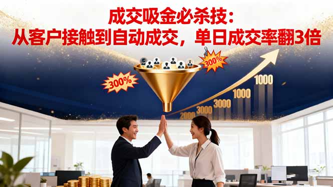 （16432期）吸金成交营销必杀技：从客户接触到自动成交，单日成交率翻3倍-低成本创业项目大全｜短视频带货+AI副业变现｜知行创业网