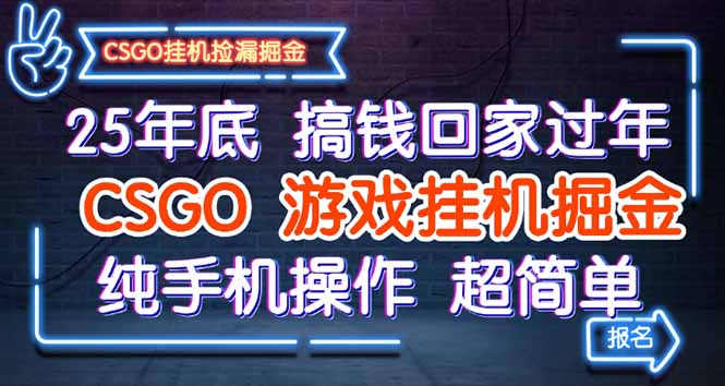 （16343期）25年底搞钱回家过年，CSGO游戏挂机掘金，纯手机操作超简单-低成本创业项目大全｜短视频带货+AI副业变现｜知行创业网