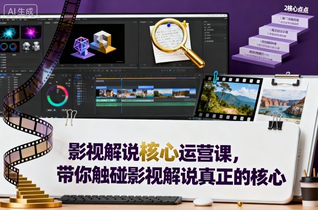 影视解说核心运营课，带你触碰影视解说真正的核心-低成本创业项目大全｜短视频带货+AI副业变现｜知行创业网