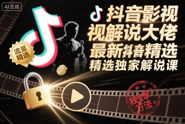 抖音影视解说大佬最新抖音进精选和独家方法,精选独家解说课-低成本创业项目大全|短视频带货+AI副业变现|知行创业网
