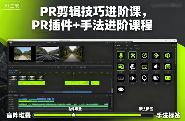 PR剪辑技巧进阶课,PR插件+手法进阶课程-低成本创业项目大全|短视频带货+AI副业变现|知行创业网