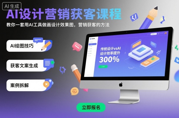 AI设计营销获客课程，教你一套用AI工具做画设计效果图，营销获客的方法-低成本创业项目大全｜短视频带货+AI副业变现｜知行创业网