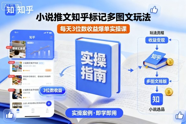 小说推文知乎标记多图文玩法，每天3位数收益爆单实操课-低成本创业项目大全｜短视频带货+AI副业变现｜知行创业网