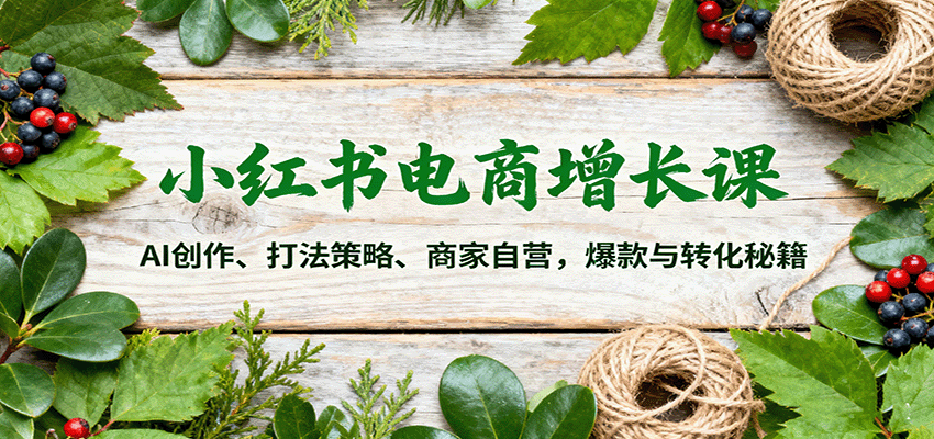 小红书电商增长课：AI创作、打法策略、商家自营，爆款与转化秘籍-低成本创业项目大全｜短视频带货+AI副业变现｜知行创业网