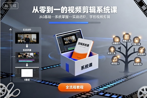 从零到一的视频剪辑系统课，从0基础–系统掌握–实战进阶，学拍视频剪辑-低成本创业项目大全｜短视频带货+AI副业变现｜知行创业网