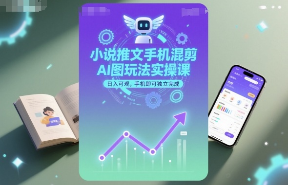小说推文手机混剪AI图玩法实操课，日入可观，手机即可独立完成-低成本创业项目大全｜短视频带货+AI副业变现｜知行创业网