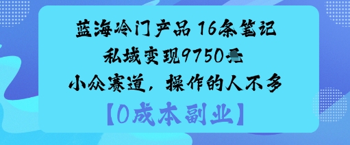 蓝海冷门产品：16条笔记私域变现9750米小众赛道，操作的人不多-低成本创业项目大全｜短视频带货+AI副业变现｜知行创业网