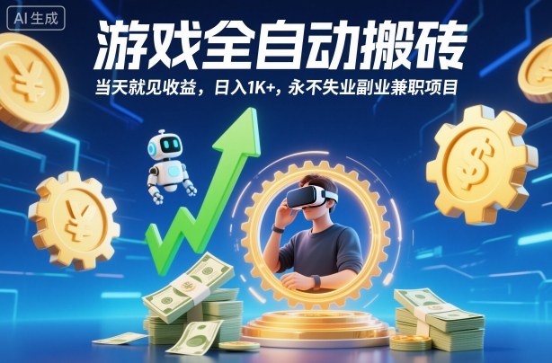 游戏全自动搬砖,当天就见收益,日入1K+,永不失业副业兼职项目【揭秘】-低成本创业项目大全|短视频带货+AI副业变现|知行创业网