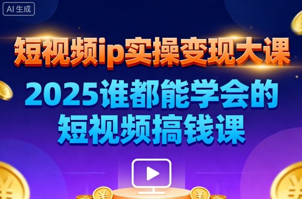 短视频ip实操变现大课，7月26-27日广州站线下课，2025谁都能学会的短视频搞钱课-低成本创业项目大全｜短视频带货+AI副业变现｜知行创业网