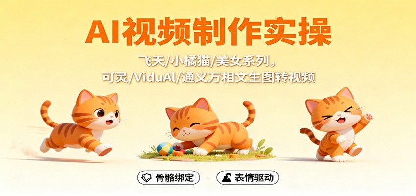 AI视频制作实操,飞天/小橘猫/美女系列,可灵/ViduAl/通义万相文生图转视频-低成本创业项目大全|短视频带货+AI副业变现|知行创业网
