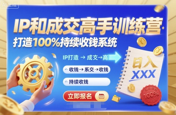 带你成为IP和成交高手的训练营，打造100%持续收钱系统-低成本创业项目大全｜短视频带货+AI副业变现｜知行创业网