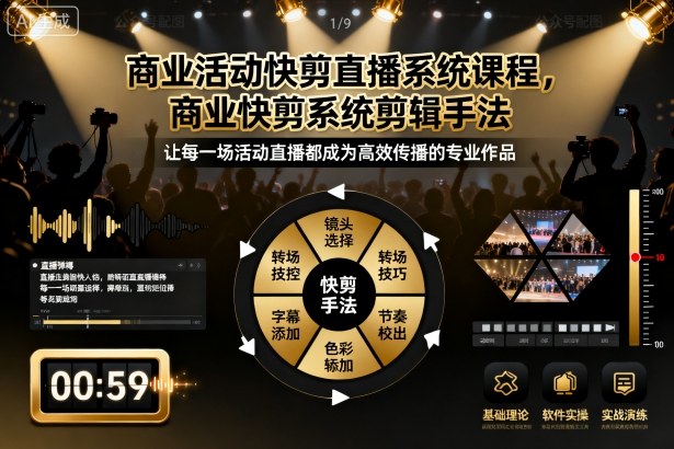 商业活动快剪直播系统课程,商业快剪系统剪辑手法-低成本创业项目大全|短视频带货+AI副业变现|知行创业网