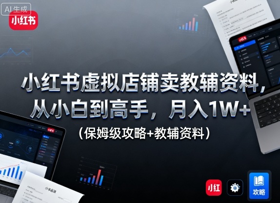 小红书虚拟店铺卖教辅资料，从小白到高手，月入1W+（保姆级攻略+教辅资料）-低成本创业项目大全｜短视频带货+AI副业变现｜知行创业网