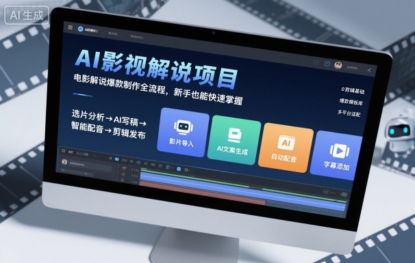 AI影视解说项目，电影解说爆款制作全流程，新手也能快速掌握-低成本创业项目大全｜短视频带货+AI副业变现｜知行创业网