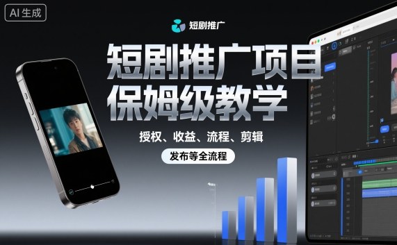 短剧推广项目保姆级教学，授权、收益、流程、剪辑，发布等全流程-低成本创业项目大全｜短视频带货+AI副业变现｜知行创业网