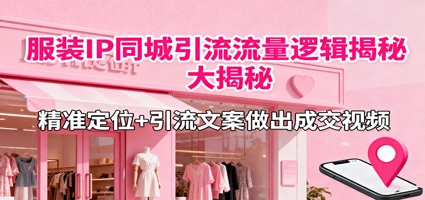 服装IP同城引流流量逻辑大揭秘，精准定位+引流文案做出成交视频-低成本创业项目大全｜短视频带货+AI副业变现｜知行创业网